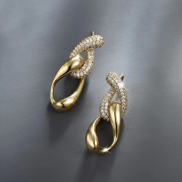 Inlay Copper Zircon Earrings
