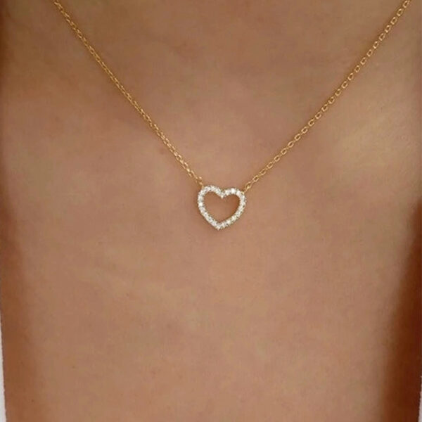 Geometric Heart Rhinestone Necklace